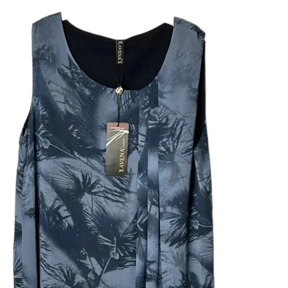 Vintage NWT dress women M. Blue,sleeveless,pleats, sheer overlay,career,fairy - Picture 2 of 12